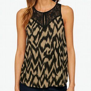 ASTR Tank Top Animal Print Black Lace Blouse Medium